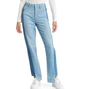 Good American Good Boy Two-tone Step Hem High Waist Boyfriend Jeans 8/29
